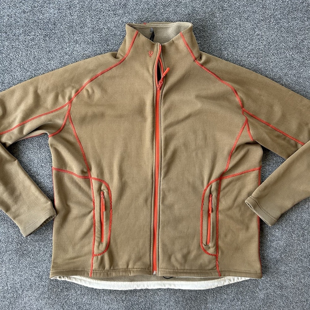 Stoic Jacket Mens Extra Large Brown Full Zip Waffle‎ Micro Fleece Outdoor